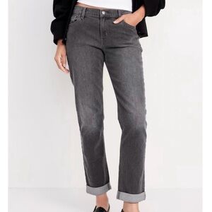 Old Navy Faded Black Mid-Rise Wow Boyfriend Straight Jeans Size 6